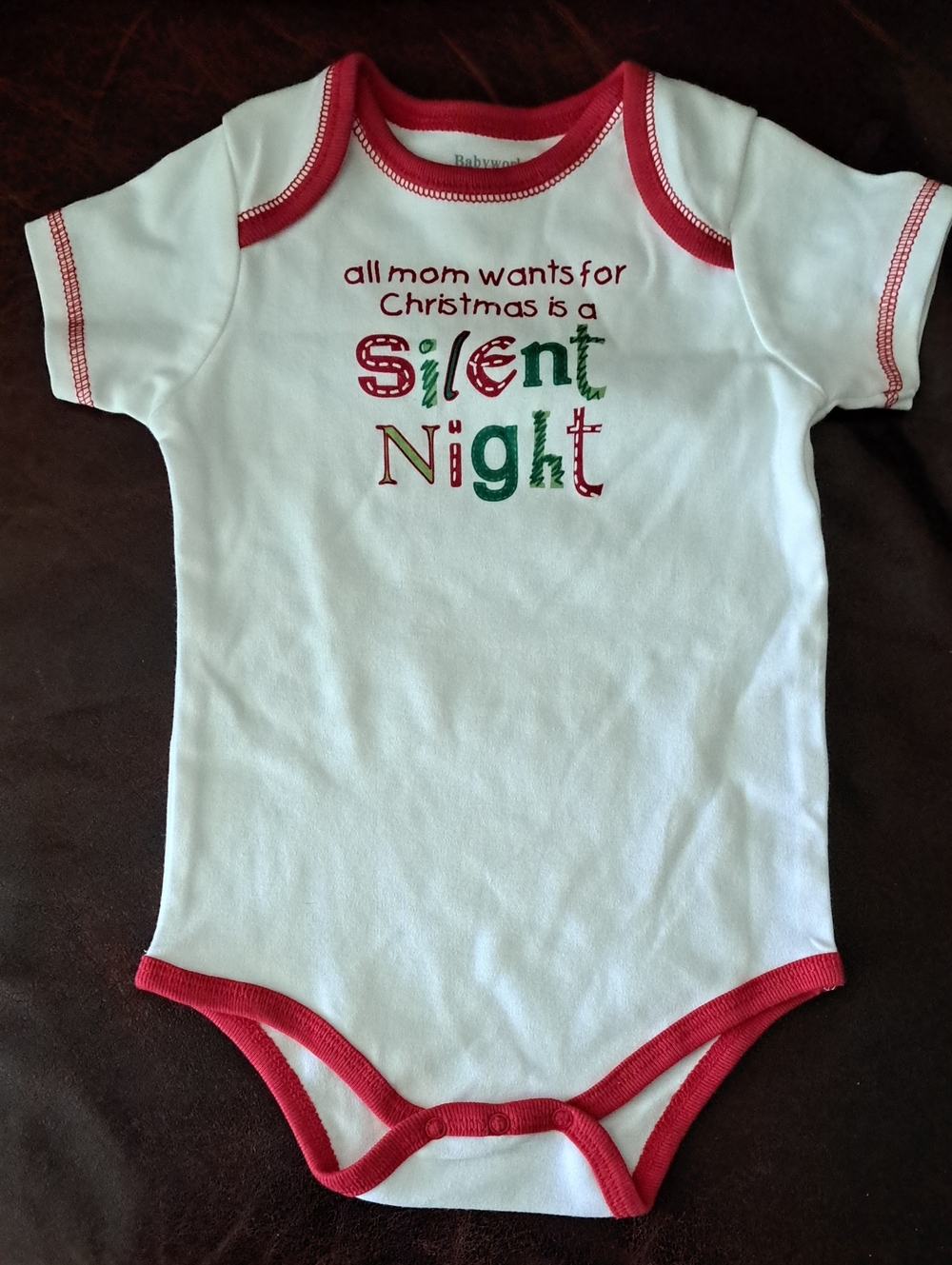Babyworks 6-9 Baby Soy White & Red Holiday 'Silent Night' Bodysuit-Kids Pajamas
